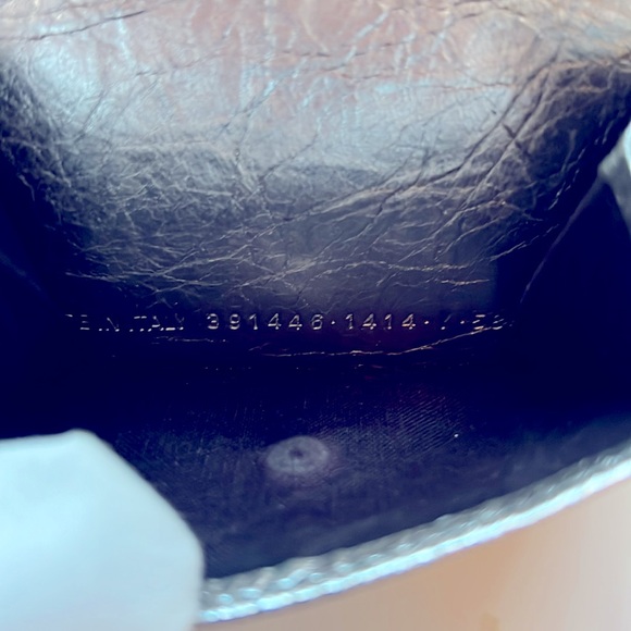 RARE BALENCIAGA METALLIC PAPIER ARENA LAMBSKIN MINI TRIFOLD WALLET - Picture 6 of 10